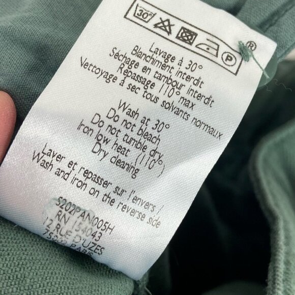 Sezane High Rise Paperbag Waist Pants Size 38 French US Size 6 Jade Green Boho - Picture 14 of 16